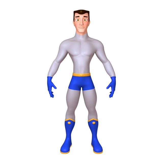 superhero cartoon 04 3D Модель .c4d .max .obj .3ds .fbx .stl .blend 