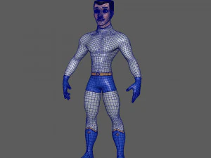 superhero cartoon 04 3D Model