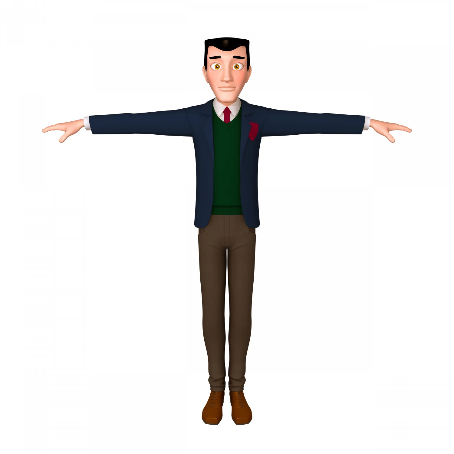 student young man cartoon 02 3D Model .c4d .max .obj .3ds .fbx .stl .blend