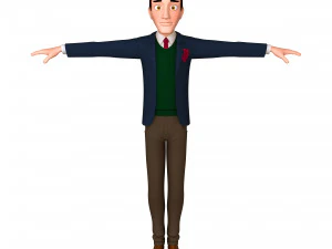 student young man cartoon 02 3D Model