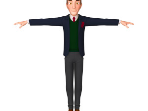 student young man cartoon 02 Modello 3D