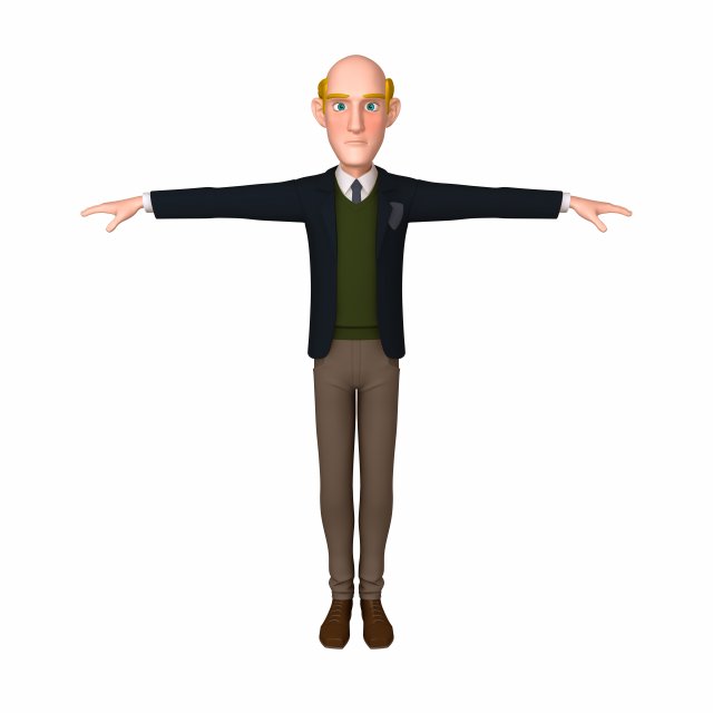 man cartoon professor 01 3D Модель .c4d .max .obj .3ds .fbx .stl .blend 
