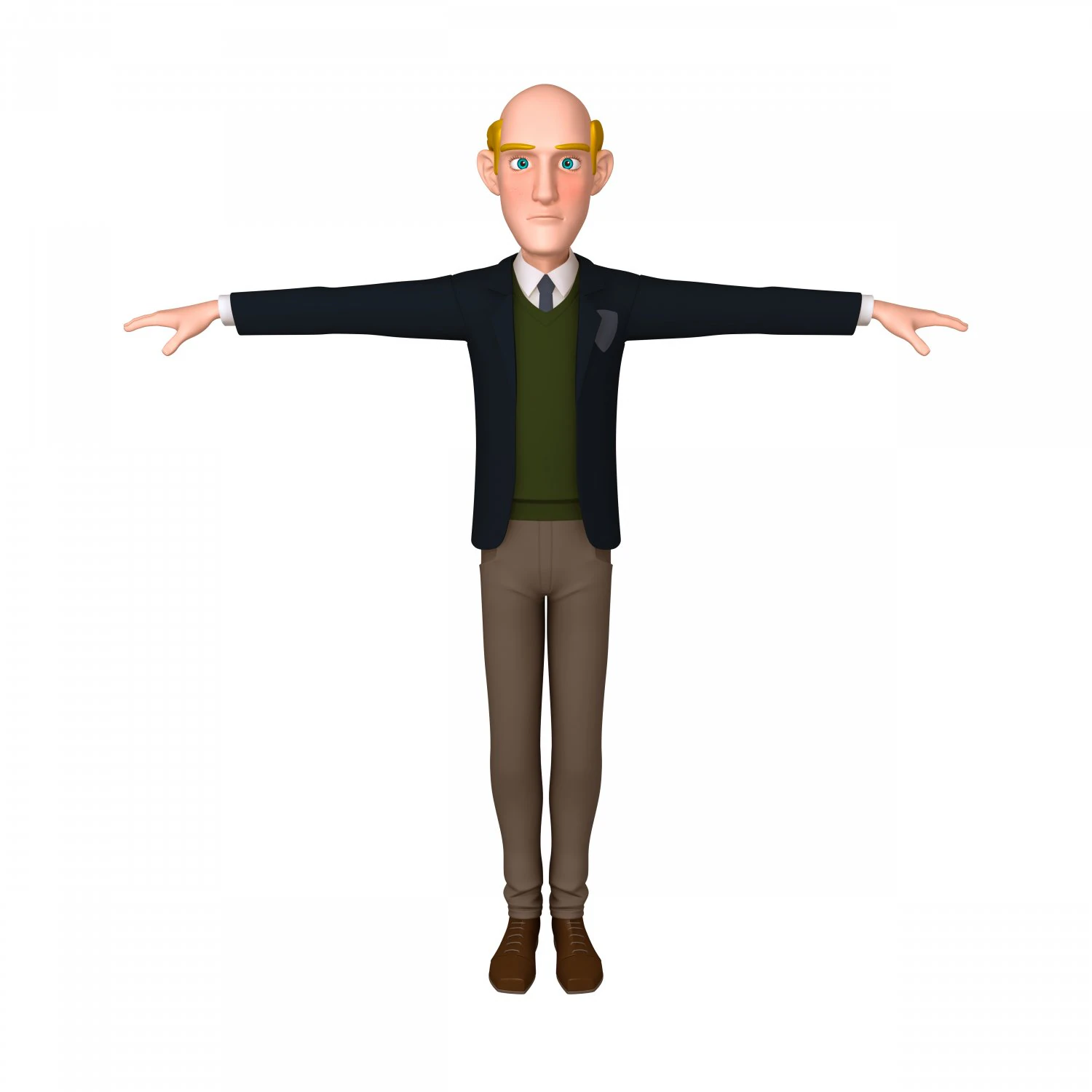 man cartoon professor 01 3D Model .c4d .max .obj .3ds .fbx .stl .blend 