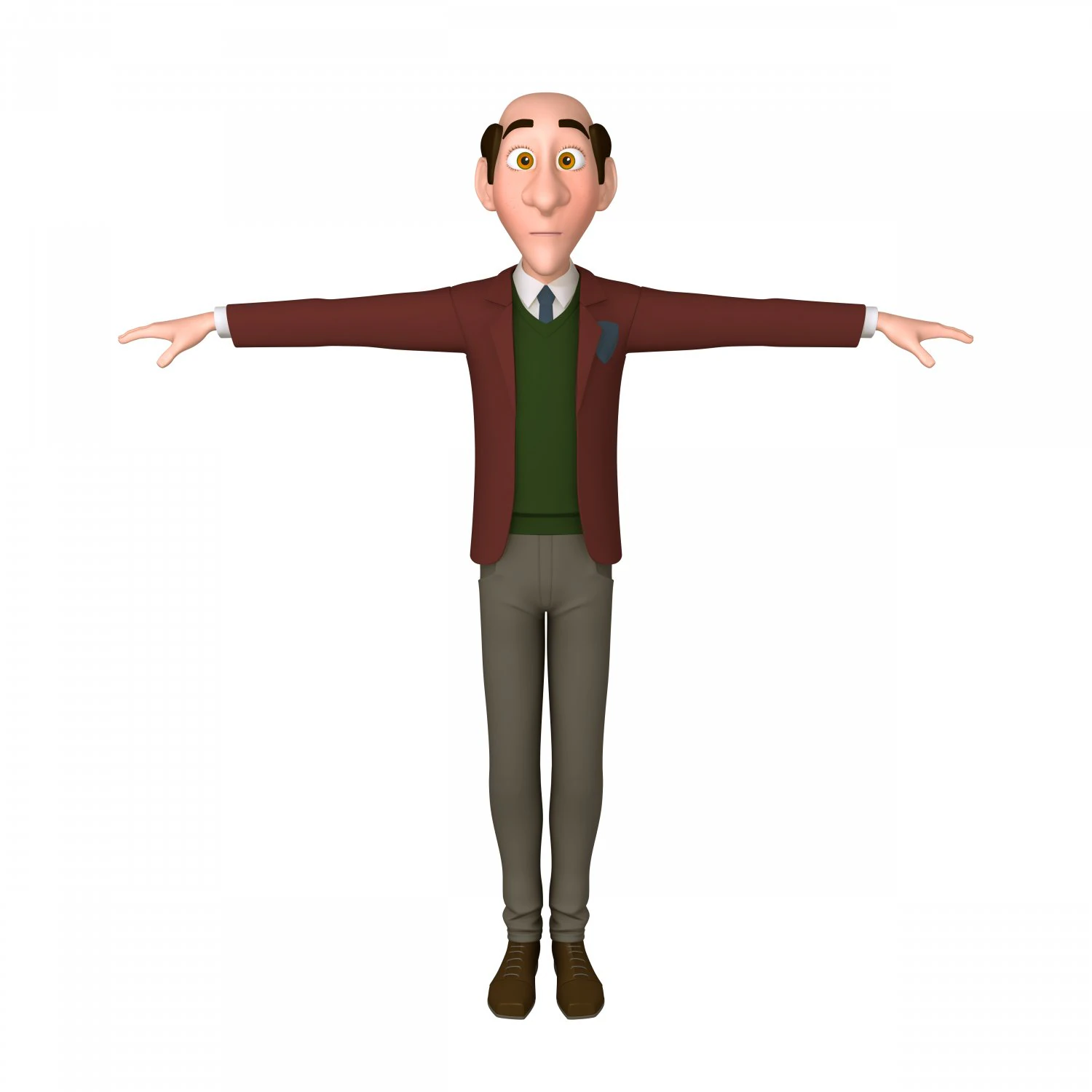 man cartoon professor 02 3D Model .c4d .max .obj .3ds .fbx .stl .blend 