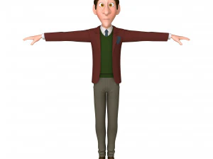 мужчина мультфильм профессор 02 3D Модель