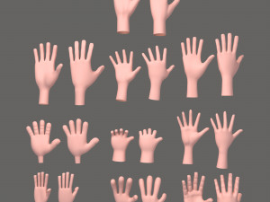 10 hands cartoon 3D Model