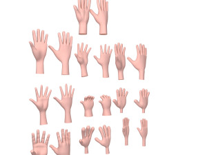 10 hands cartoon 3D Model