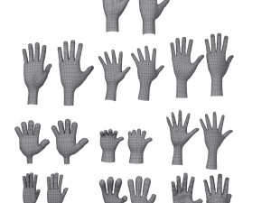 10 hands cartoon 3D Model