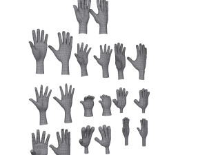 10 hands cartoon 3D Model