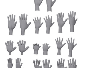 10 hands cartoon 3D Model