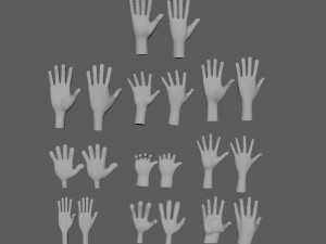 10 hands cartoon 3D Model