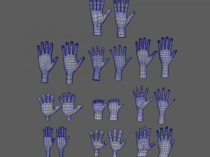 10 hands cartoon 3D Model
