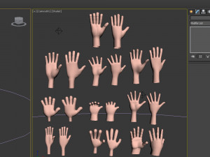 10 hands cartoon 3D Model