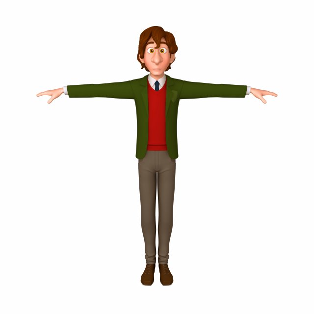 student young man cartoon 01 Model 3D .c4d .max .obj .3ds .fbx .stl .blend 