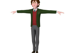 student young man cartoon 01 3D Model