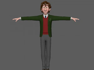 student young man cartoon 01 3D Model