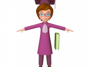 graduating student cartoon 3Dモデル