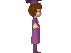 graduating student cartoon 3D Model