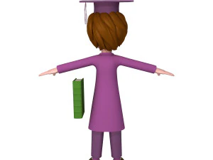 graduating student cartoon 3D Model