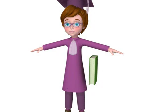 graduating student cartoon 3D Model