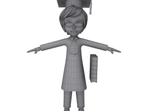 graduating student cartoon 3D Model