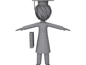 graduating student cartoon 3D Model