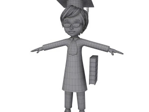 graduating student cartoon 3D Model
