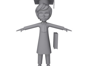 graduating student cartoon 3D 模型