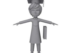 graduating student cartoon 3D Model