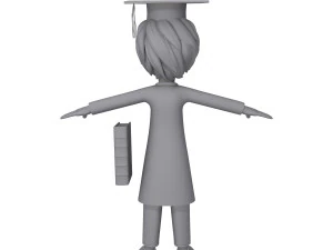 graduating student cartoon 3D Model