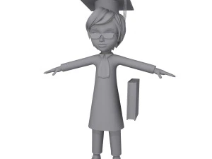 graduating student cartoon 3D Model