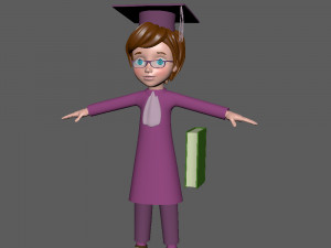 graduating student cartoon 3D 模型