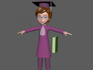 graduating student cartoon 3D Model