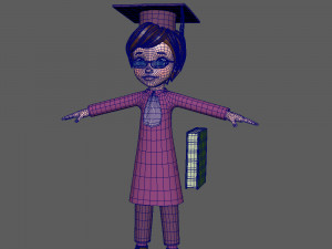 graduating student cartoon 3D 模型