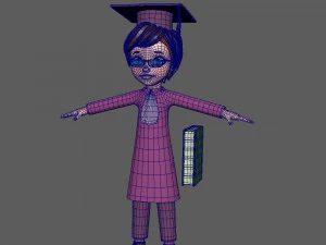 graduating student cartoon 3D Model