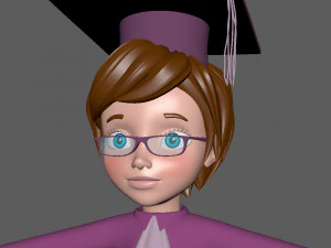 graduating student cartoon 3D Model