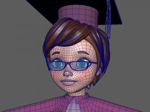 graduating student cartoon 3D Model