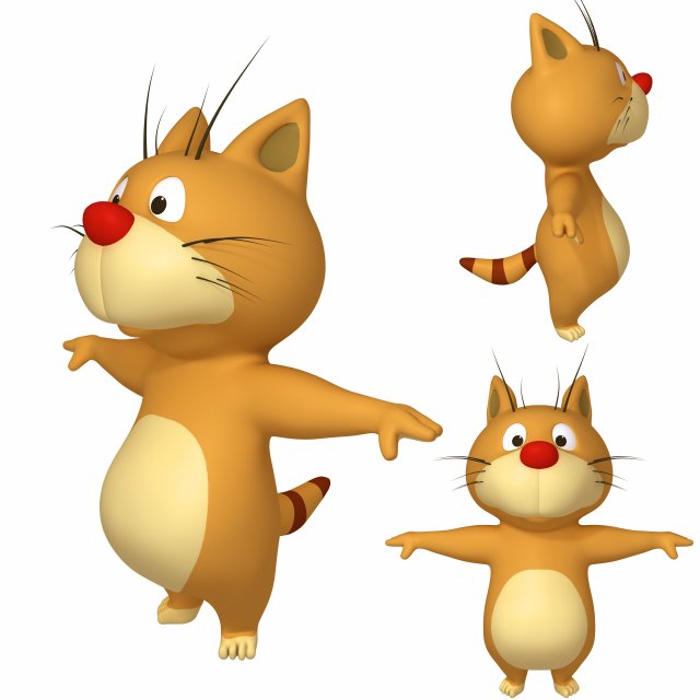 cat cartoon 02 Modello 3D .c4d .max .obj .3ds .fbx .stl .blend 