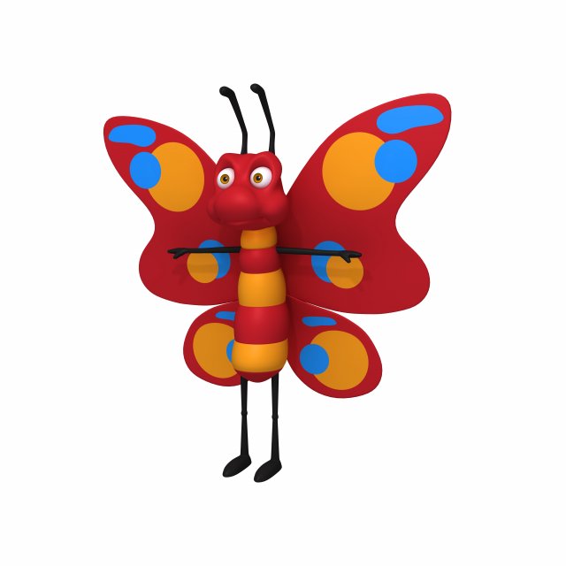 butterfly cartoon 3D मॉडल .c4d .max .obj .3ds .fbx .stl .blend 