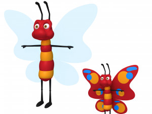 butterfly cartoon 3D मॉडल