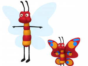 cartone animato di farfalla Modello 3D