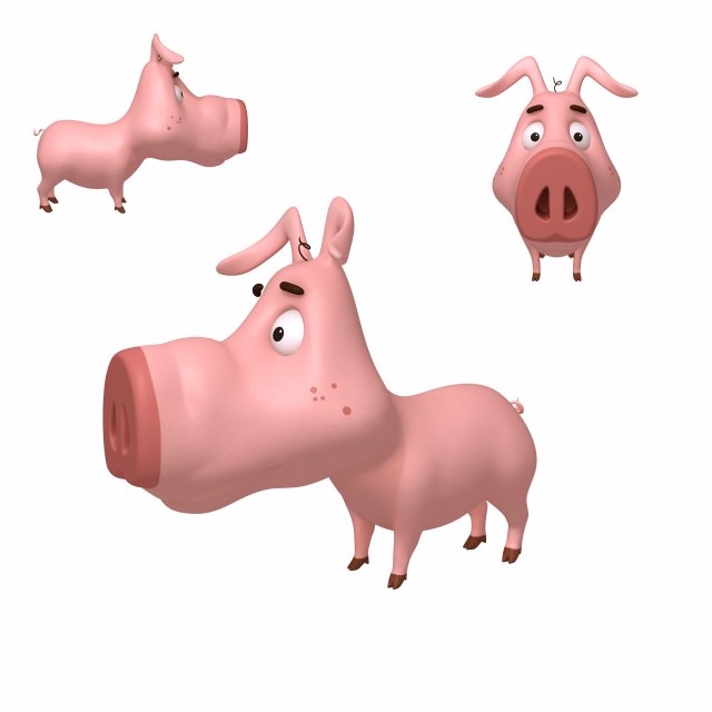 pig cartoon 3D Модель .c4d .max .obj .3ds .fbx .stl .blend 