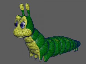 desenho animado de lagarta Modelo 3D
