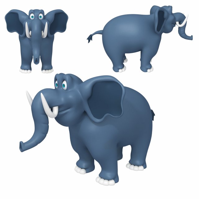 elephant cartoon 02 3D 模型 .c4d .max .obj .3ds .fbx .stl .blend 