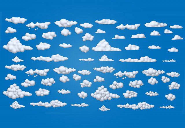 clouds cartoon 02 Modelo 3D .c4d .max .obj .3ds .fbx .stl .blend 