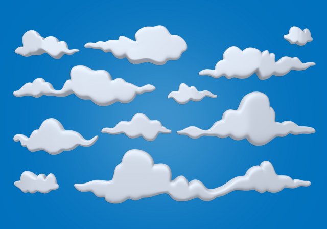 clouds cartoon 03 Modelo 3D .c4d .max .obj .3ds .fbx .stl .blend 