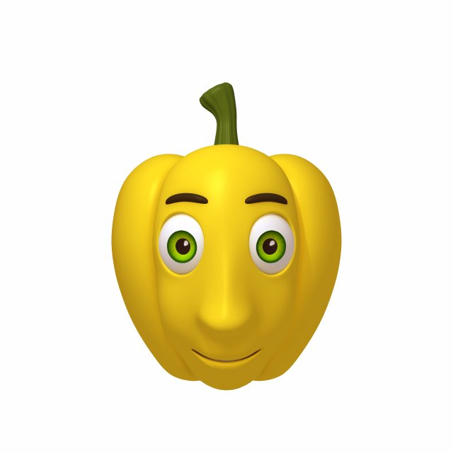 bell pepper cartoon 3D Model .c4d .max .obj .3ds .fbx .stl .blend 