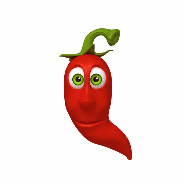 chili pepper cartoon 3D Модель .c4d .max .obj .3ds .fbx .stl .blend 