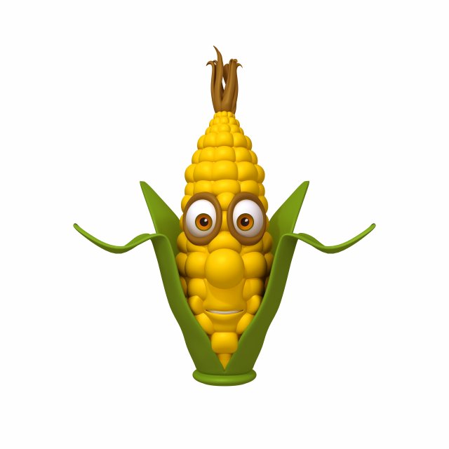 corn cartoon 3D 모델 .c4d .max .obj .3ds .fbx .stl .blend 