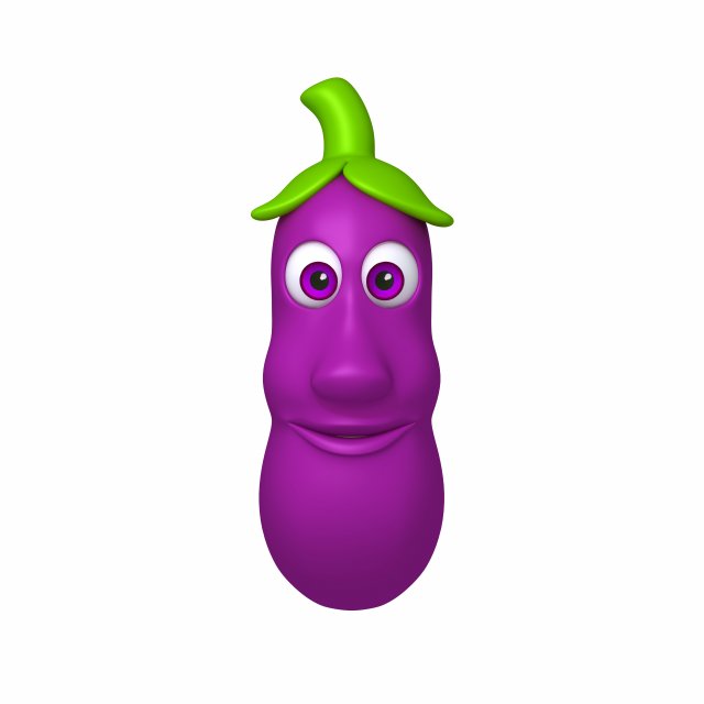 eggplant cartoon Modello 3D .c4d .max .obj .3ds .fbx .stl .blend
